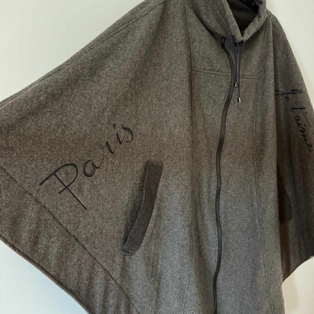 Paris Wool Blend Poncho Cape Coat Large by Suzanne Goudezeune - Picture 3 of 15